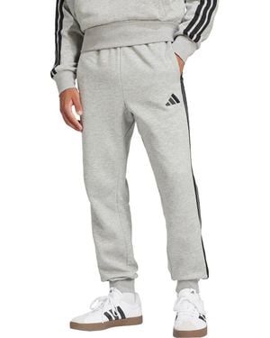 adidas Essential 3-Stripes Fleece Sweatpants - Gray