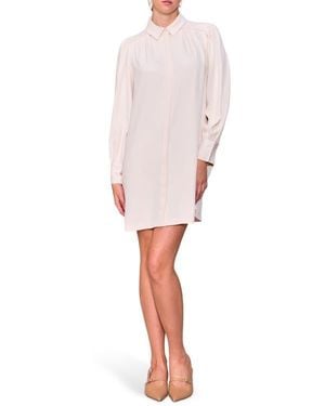 MELLODAY Long Sleeve Crepe Shirtdress - Multicolor
