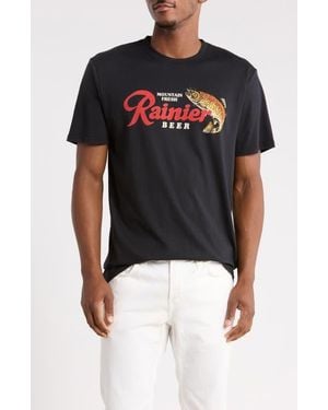 American Needle Rainier Brew Fish Cotton Graphic T-Shirt - Black