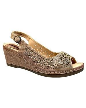 Ninety Union Anita Crystal Embellished Slingback Wedge Sandal - Natural