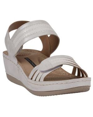 Gc Shoes Samar Snakeskin Embossed Hook & Loop Wedge Sandal - White