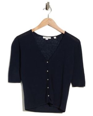 Vince V-Neck Elbow Sleeve Cardigan - Blue