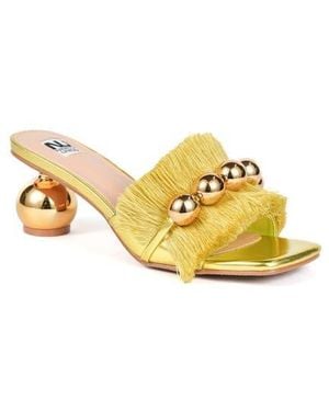 Ninety Union Miami Fringed Orb Heel Slide Sandal - Yellow