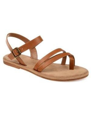 Journee Collection Vasek Strappy Flat Sandal - Brown
