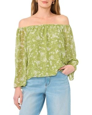 1.STATE Print Off The Shoulder Top - Green