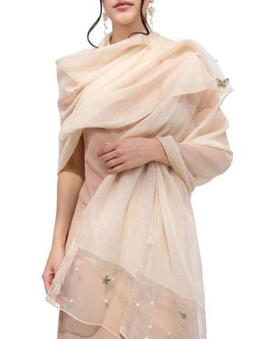 Saachi Embroidered Scarf - Natural