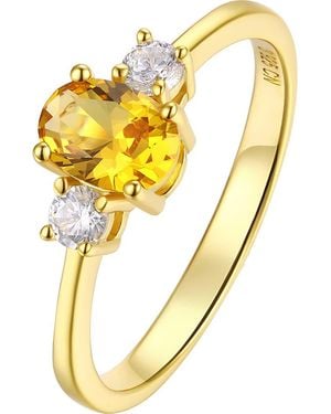 CANDELA JEWELRY Over Sterling Cubic Zirconia Three Stone Ring - Yellow