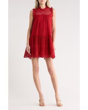 Ulla Johnson Thea Embroidered Eyelet Sleeveless Cotton Minidress