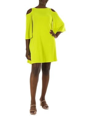 Nina Leonard Shoulder Cutout Dress - Yellow