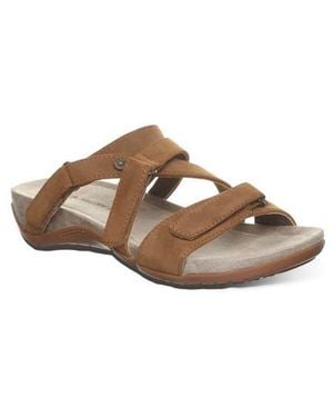 BEARPAW Acacia Faux Leather Slide Sandal - Brown