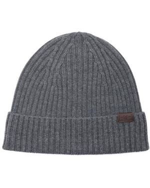 Hickey Freeman Merino Wool Rib Knit Beanie - Gray