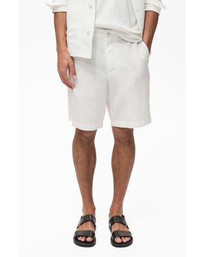 Mango Slim Fit Lyocell & Linen Bermuda Shorts - White