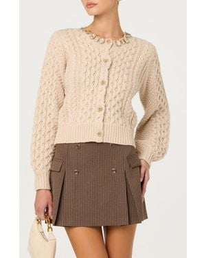 Astr Cathryn Embellished Cardigan - Natural