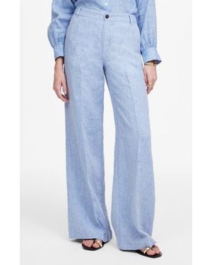 Madewell Zoe Relaxed Wide Leg Linen Pants - Blue