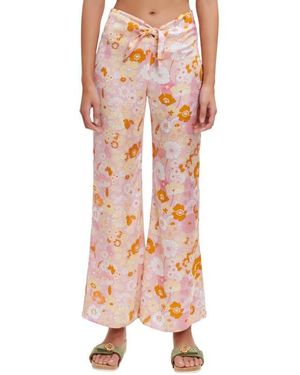 Maje Pisella Floral Flared Tie Front Pants - Pink