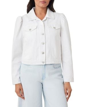 Kensie Puff Sleeve Denim Jacket - White