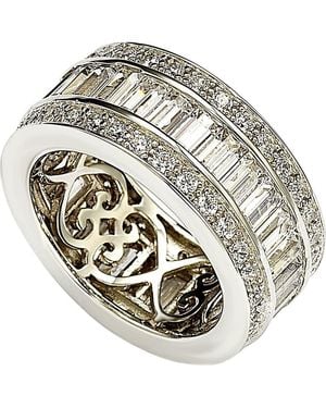 Suzy Levian Sterling Cubic Zirconia Thick Eternity Band Ring - Gray