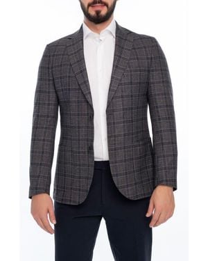 VELLAPAIS Plaid Sport Coat - Blue
