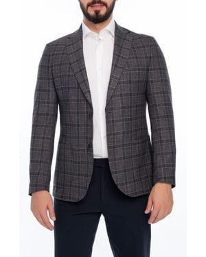 VELLAPAIS Plaid Sport Coat - Blue