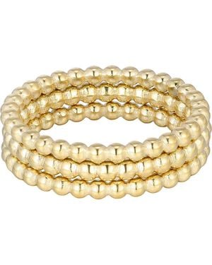 Adornia Set Of 3 Beaded Stacking Rings - Metallic