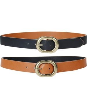 Linea Pelle Dome C-Bar Buckle Reversible Belt - White