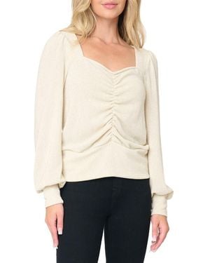 Gibsonlook V-Neck Ruched Knit Top - White