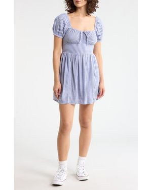 Abound Puff Sleeve Tie Front Minidress - Blue