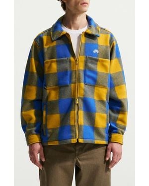 Nike Sb Essential Plaid Shirt Jacket - Blue