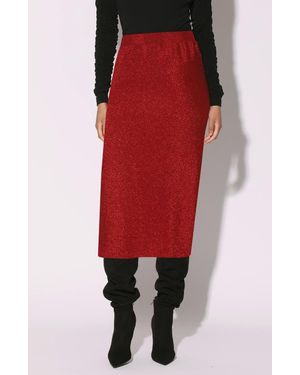 Walter Baker Erica Metallic Midi Skirt - Red