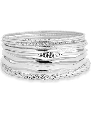 Nordstrom Rack 10-Piece Textured Bangle Set - White