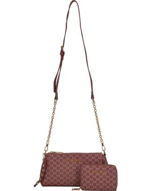 Bebe Adela Monogram Crossbody Baguette With Wallet - Red
