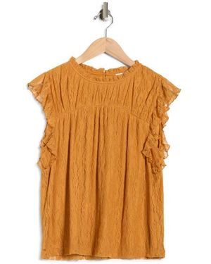 DR2 by Daniel Rainn Flutter Sleeve Lace Top - Orange