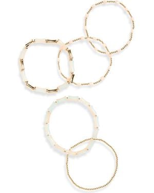 Nordstrom Rack Set Of 5 Beaded Stretch Bracelets - White