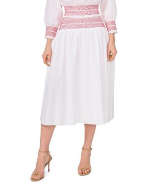 1.STATE Smocked Waist Midi Skirt - White