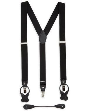 Ike Behar Ib Herringbone Suspenders - Black