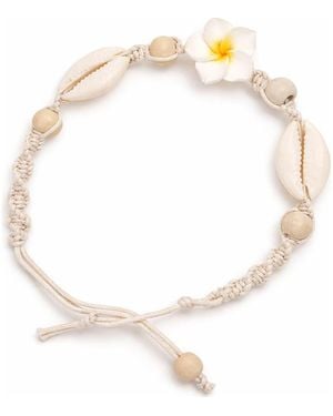 Rebel Shell Beaded Flower Anklet - White