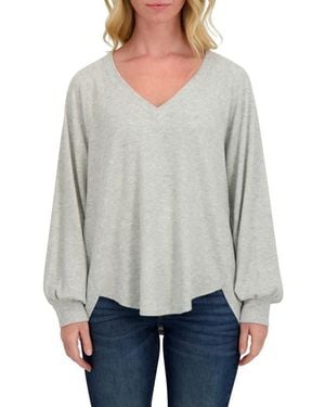 Lucky Brand V-Neck High-Low Pullover - Gray