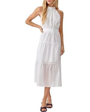 Adelyn Rae Angel Check Sleeveless Seersucker Maxi Dress - White