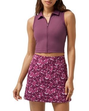 Travis Mathew Midline Zip Polo Tank - Purple
