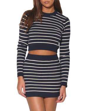 Walter Baker Rory Stripe Crop Sweater - Black
