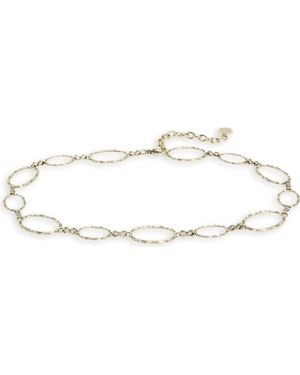Vince Camuto Scalloped Edge Oval Link Metal Belt - White