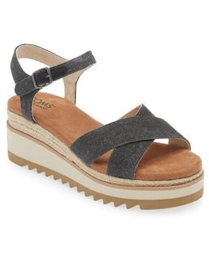 TOMS Platform Wedge Sandals - Black