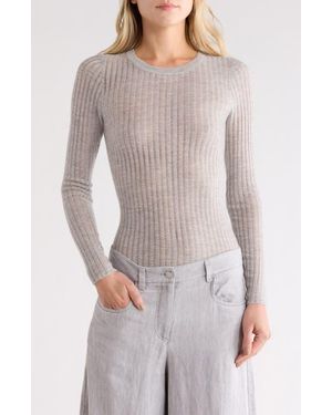 Twp Pointelle Knit Sweater - Gray