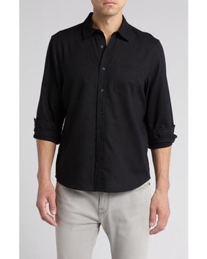 14th & Union Solid Linen Blend Button-Up Shirt - Black