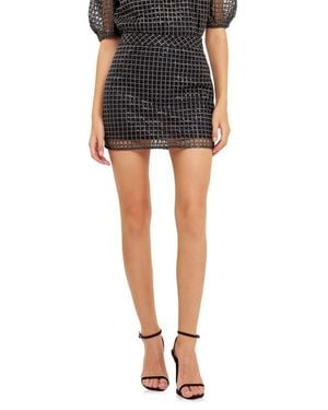 Endless Rose Sequin Grid Mesh Miniskirt - Black