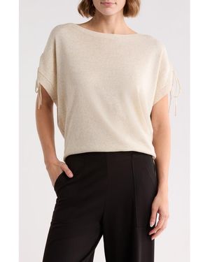 Max Studio Ruched Tie Sleeve Sweater - White