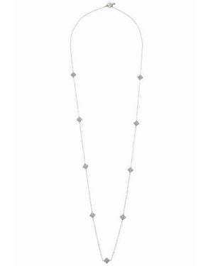 Juvell Cubic Zirconia Clover Station Chain Long Necklace - White