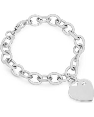 Steeltime Heart Charm Rolo Chain Bracelet - Metallic