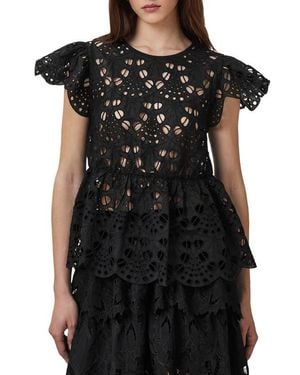 AllSaints Meadow Embroidered Top - Black
