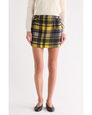 Matty M Buckle Plaid A-Line Miniskirt - Black